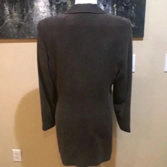 Dana Buchman Brown 100% Silk Vintage Blazer w/Shoulder Pads & Pockets-Sz 10 - Picture 3 of 11